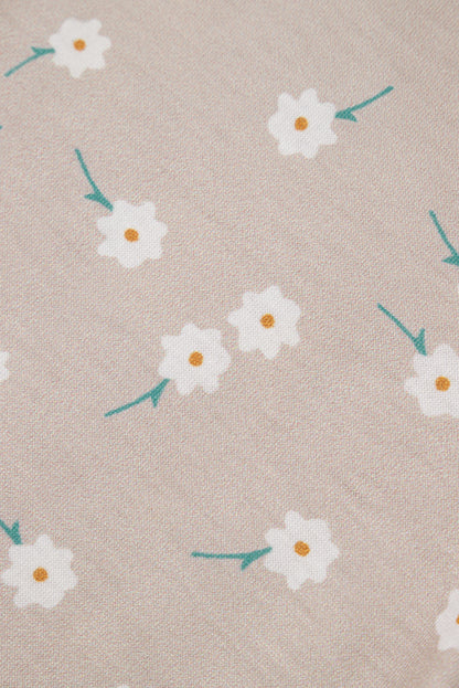 Beige Floral Print Color Block Raglan Sleeve T Shirt