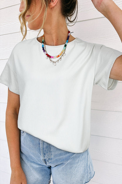 Light Grey Textured Loose T Shirt