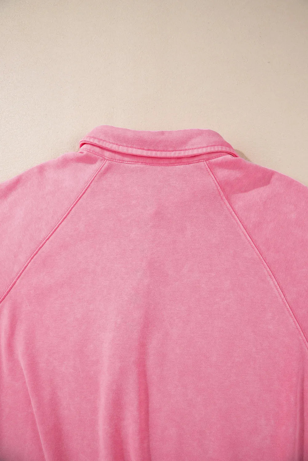 Pink Solid Snap Buttons Collared Balloon Sleeve Oversized Sweatshirt - Chic Meadow Boutique 