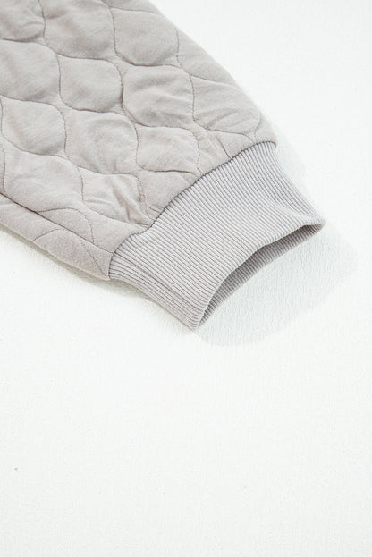 Gray Quilted Quarter Zip Plus Size Hoodie