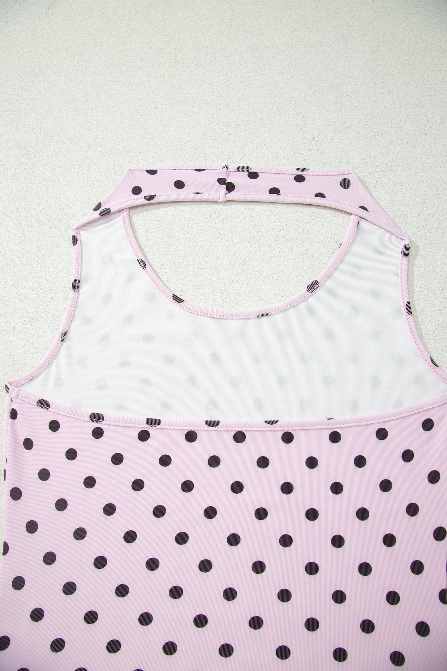 Pink Polka Dot Halter Tank Drawstring Elastic Waist Short Set