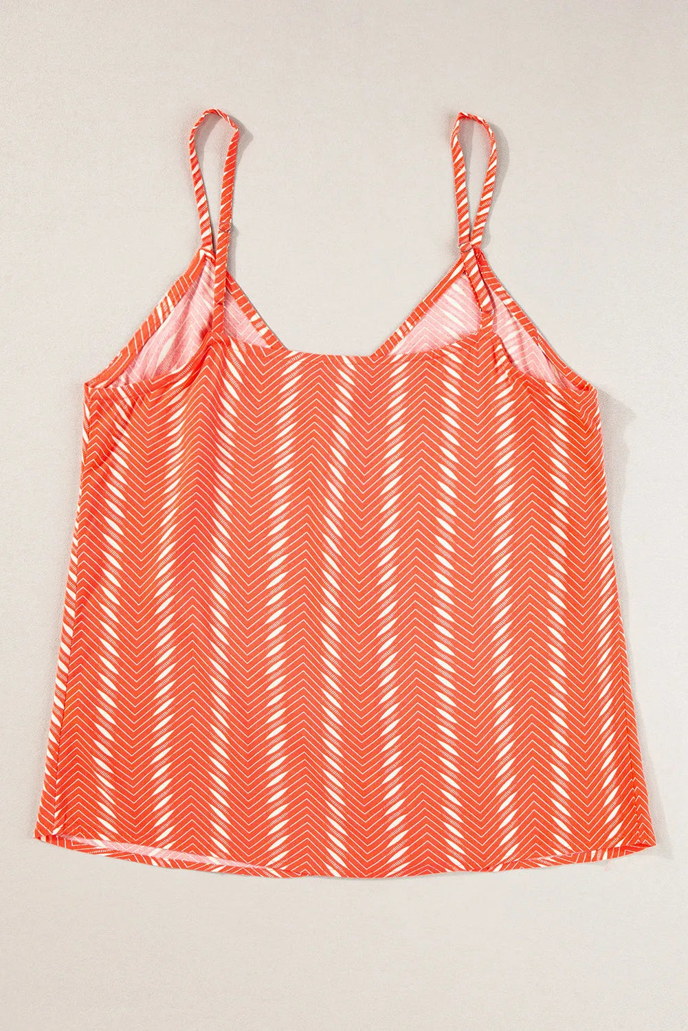 Orange Chevron Stripe Print Buttoned V Neck Cami Top - Chic Meadow Boutique 