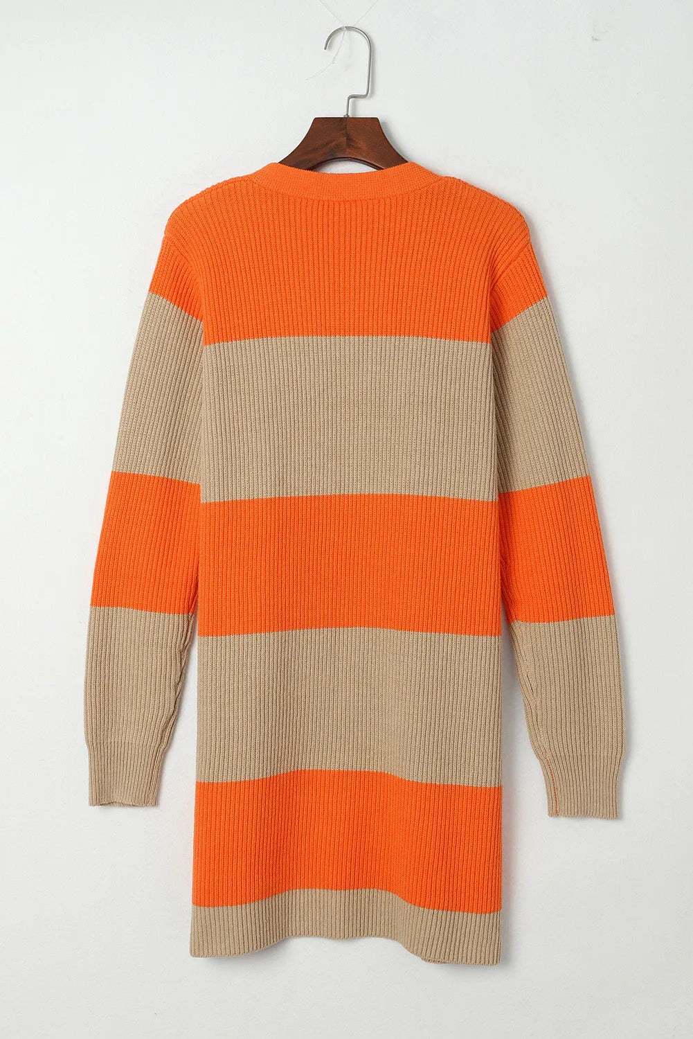 Orange Colorblock Ribbed Knit Cardigan - Chic Meadow Boutique 