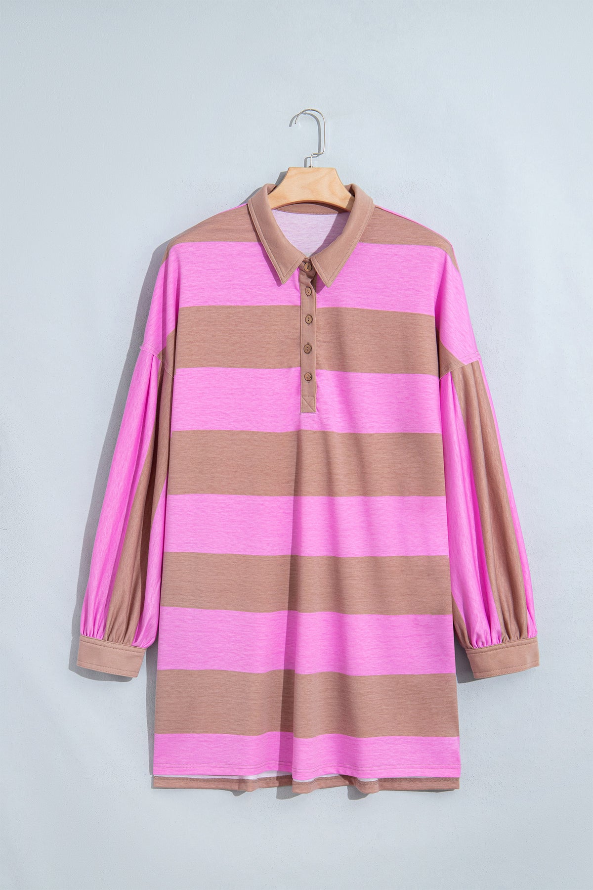 Rose Stripe Striped Colorblock Long Sleeve V Neck Shift Plus Size Dress