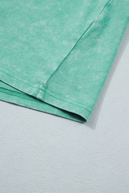 Mint Green Solid Color Cotton Mineral Washed Oversize Tee