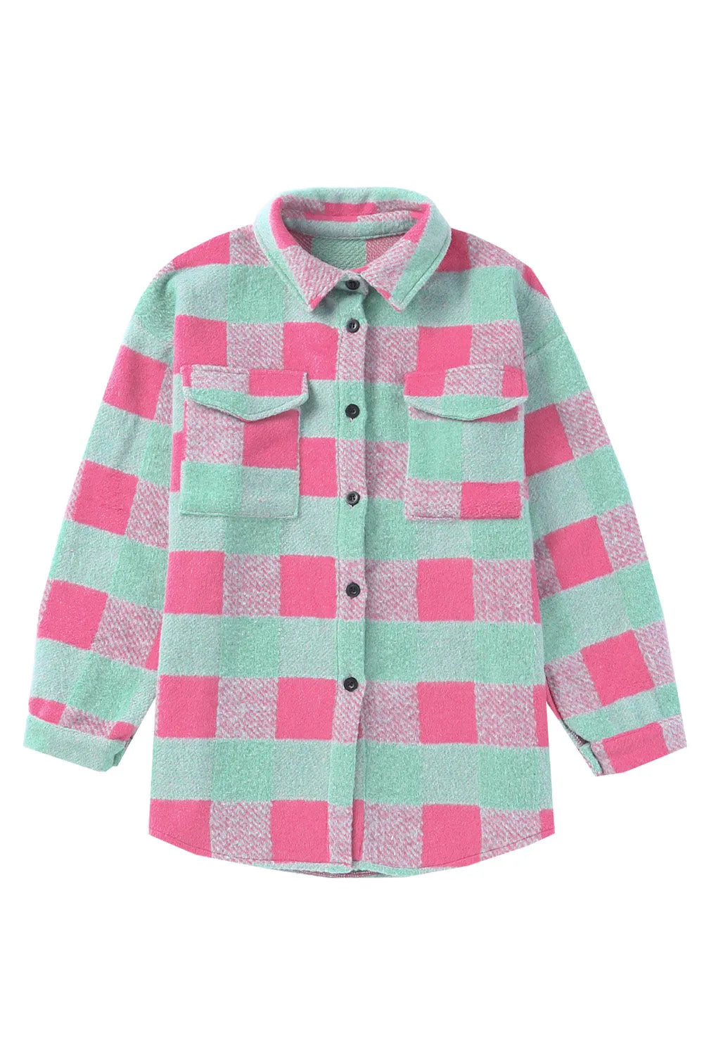 Pink Plaid Pattern Oversized Shacket - Chic Meadow Boutique 