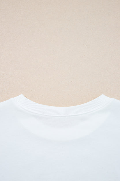 White Varsity Striped Detail Drop Shoulder Oversized Sweatshirt