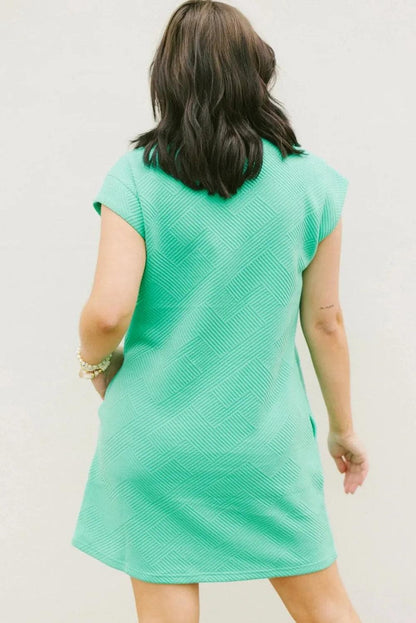 Dresses/T Shirt Dresses Mint Green Textured Cap Sleeve T Shirt Dress