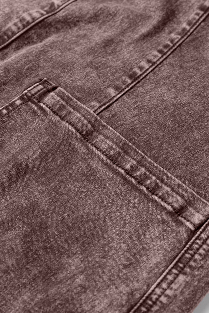 Goat Vintage Washed Denim V Neck Suspender Mini Dress