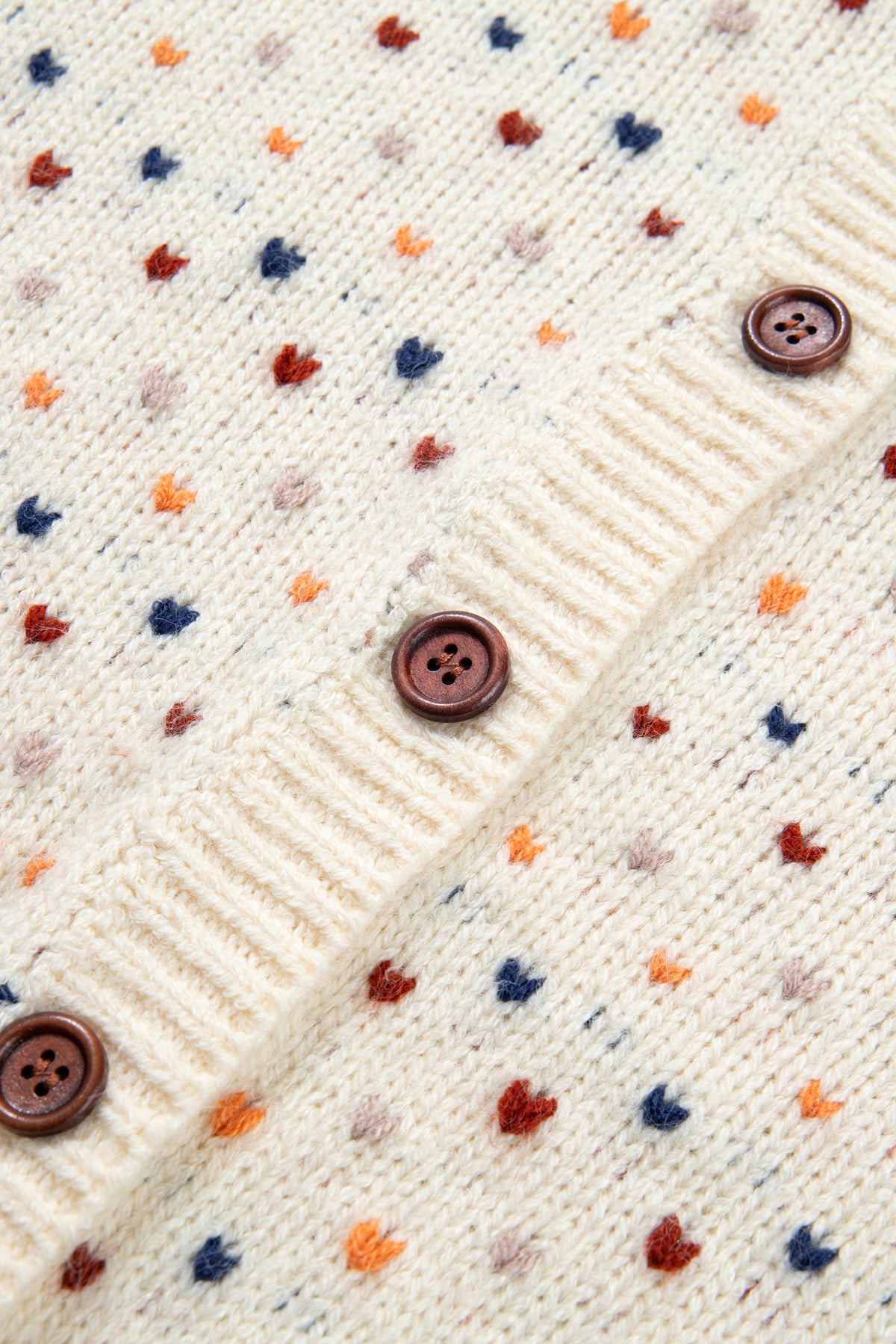 Beige Geometric Print Button Front Long Sleeve Regular Fit Cardigan