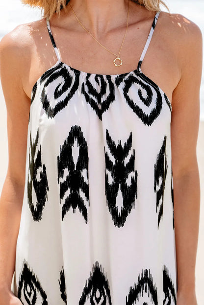 Black Western Aztec Printed Fashion Vacation Sundress - Chic Meadow Boutique 