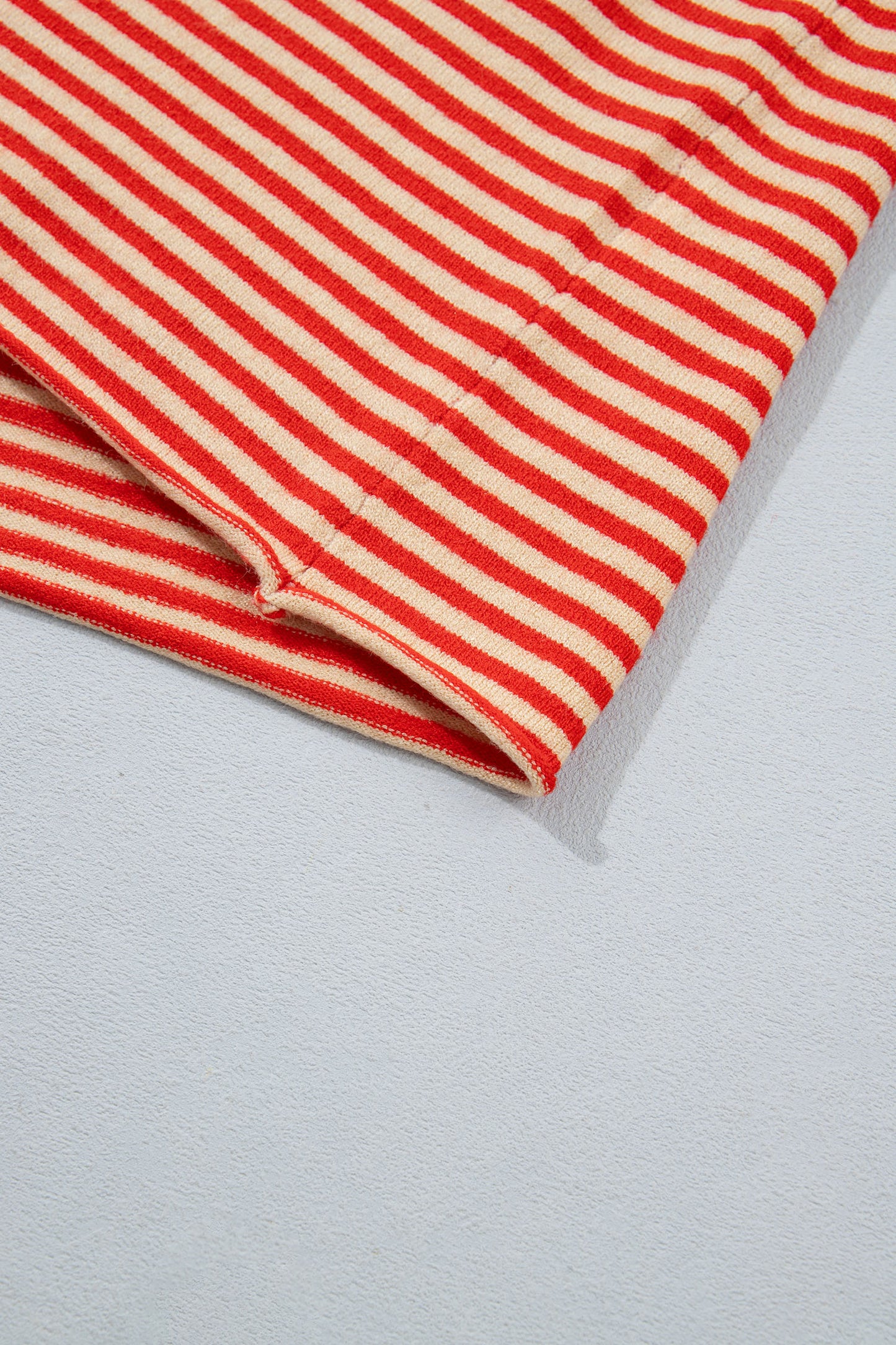 Red Stripe Striped Button Collar Long Sleeve Knit Cardigan