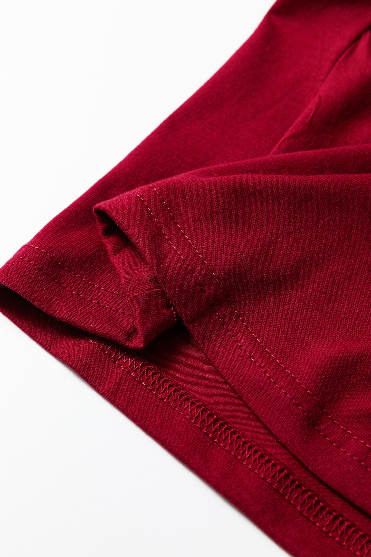Burgundy Plus Size Solid Color Asymmetric Neck Short Sleeve Blouse