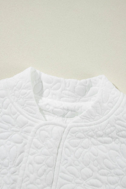 White Floral Quilted Jacket - Chic Meadow Boutique 