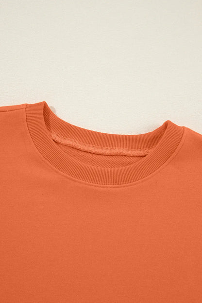 Orange Solid Classic Crewneck Pullover Sweatshirt - Chic Meadow Boutique 