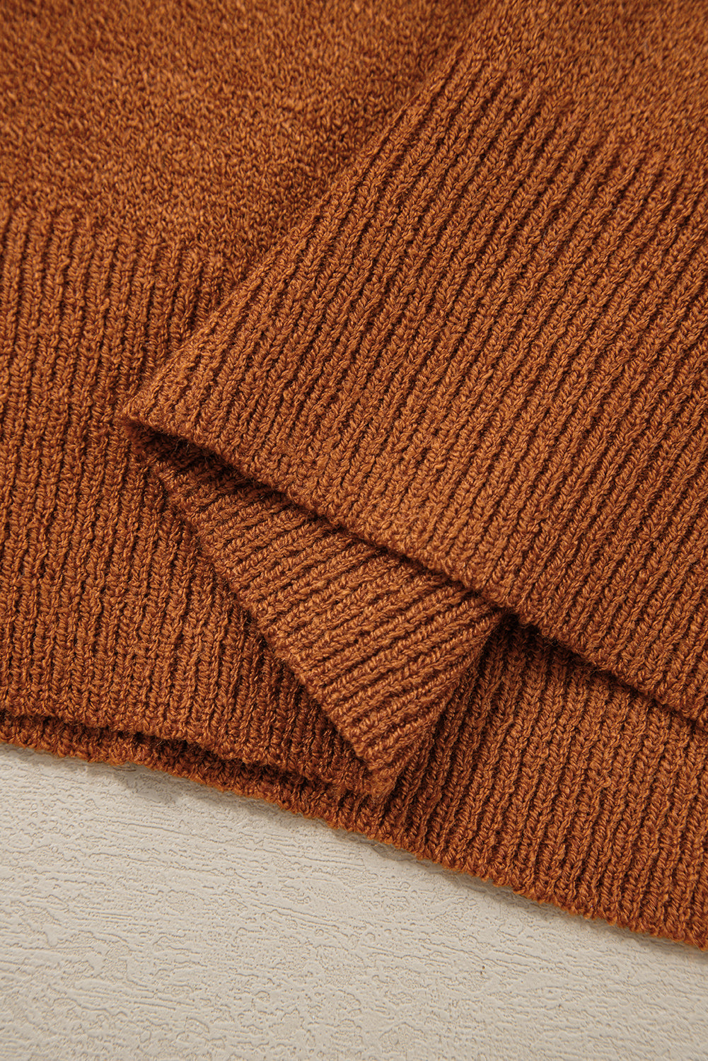 Brown Stripe Ribbed Edge Drop Shoulder Sweater