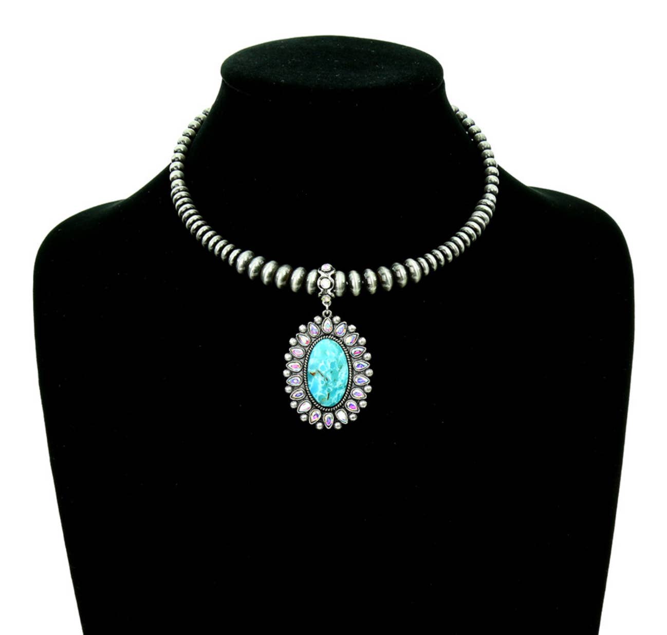 Western Concho Pendant Wire Necklace