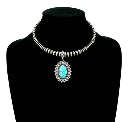 Western Concho Pendant Wire Necklace