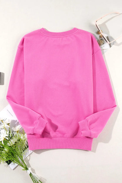 Bonbon Solid Fleece Lined Drop Shoulder Terry Sweatshirt - Chic Meadow Boutique 