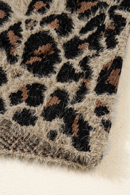 Brown Leopard Open Casual Cardigan