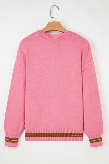Peach Blossom See You Cowboy Embroidered Western Graphic Sweater