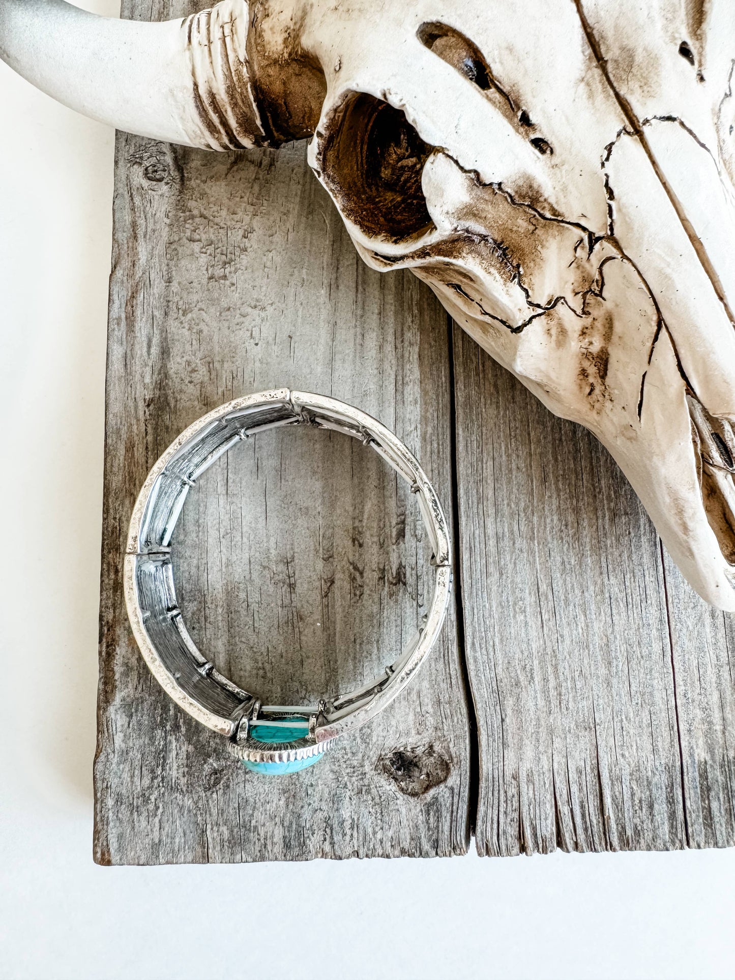 Western Semi Stone Aztec Texture Double Stretch Bracelet