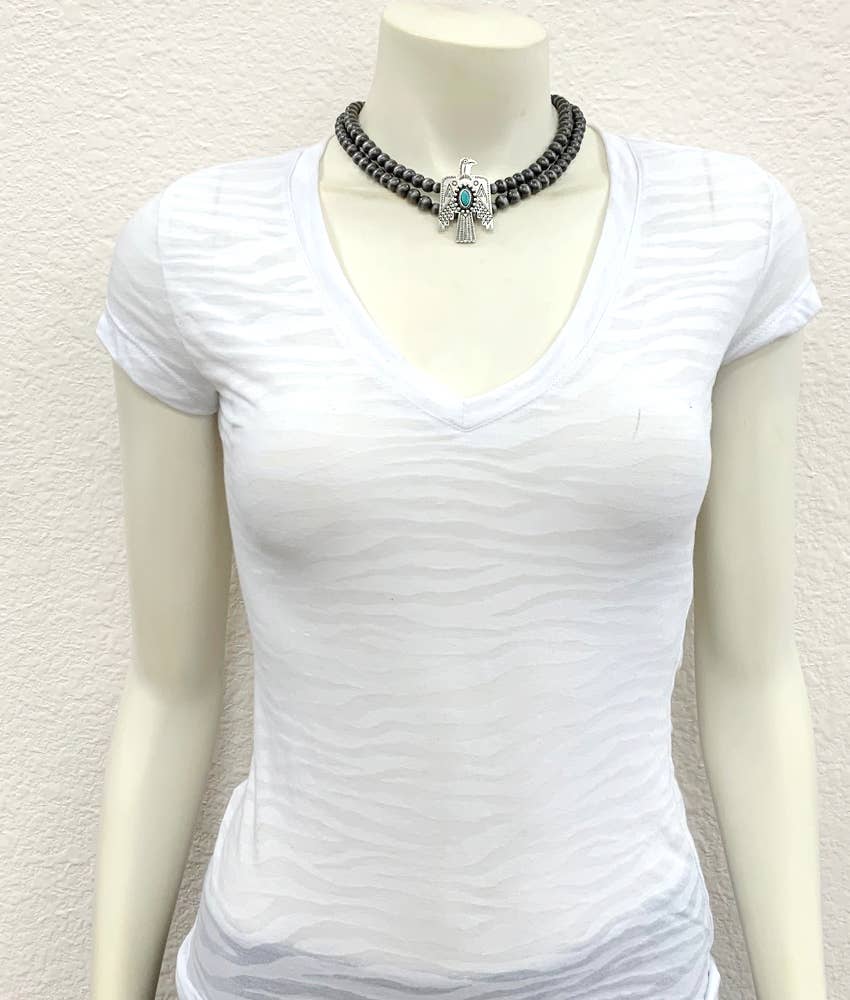 734704, Handmade Navajo Bead, Thunderbird Necklace