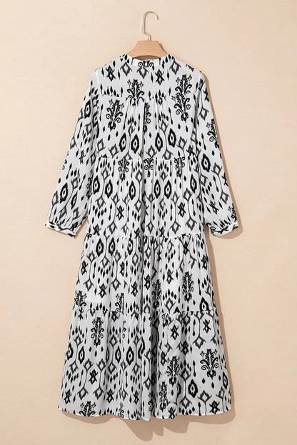 Black Western Abstract Geometric Printed Maxi Dress - Chic Meadow Boutique 