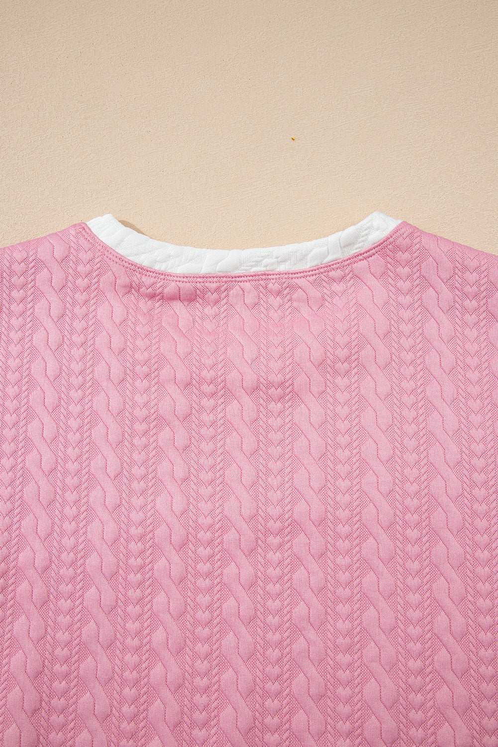 Pink Contrast Trim Textured Crewneck Tee and Pocketed Skirt Set