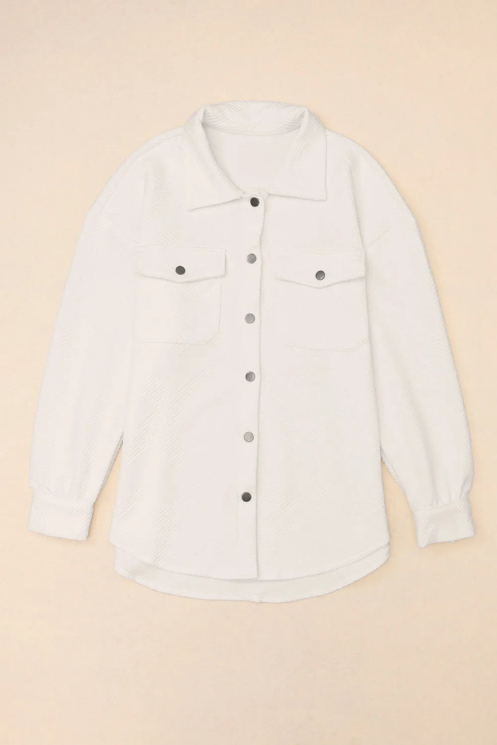 Solid Textured Flap Pocket Buttoned Shacket - Chic Meadow Boutique 