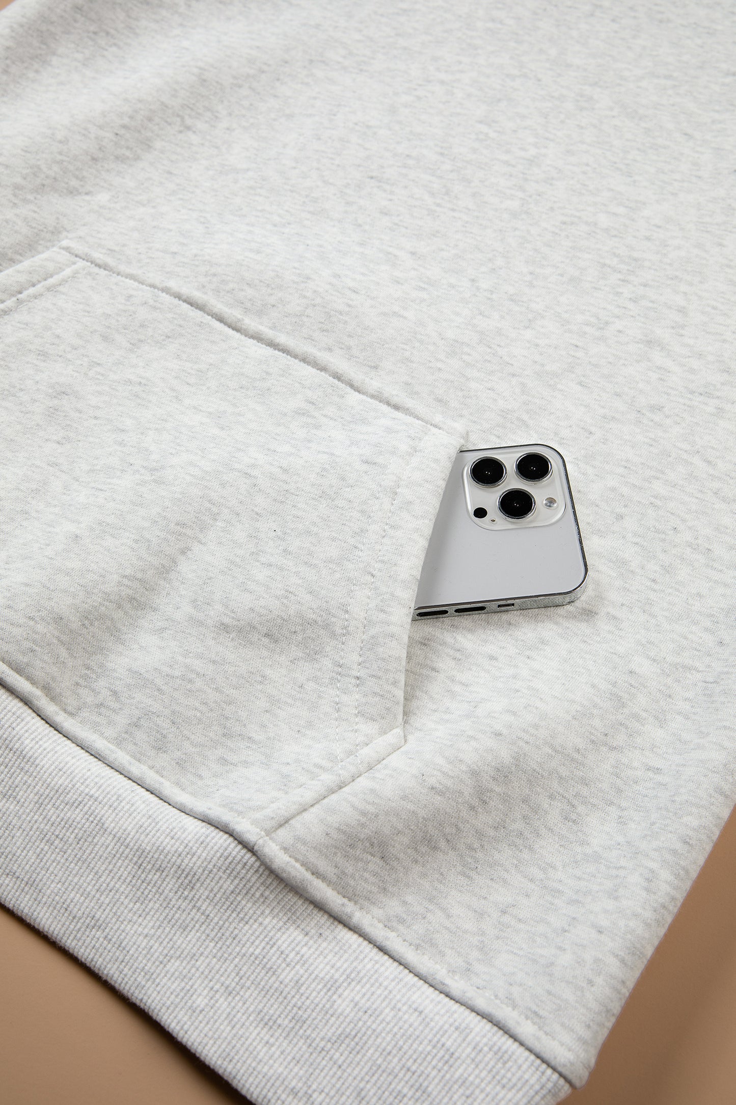 Light Grey Patchwork Camo Long Sleeve Hoodie