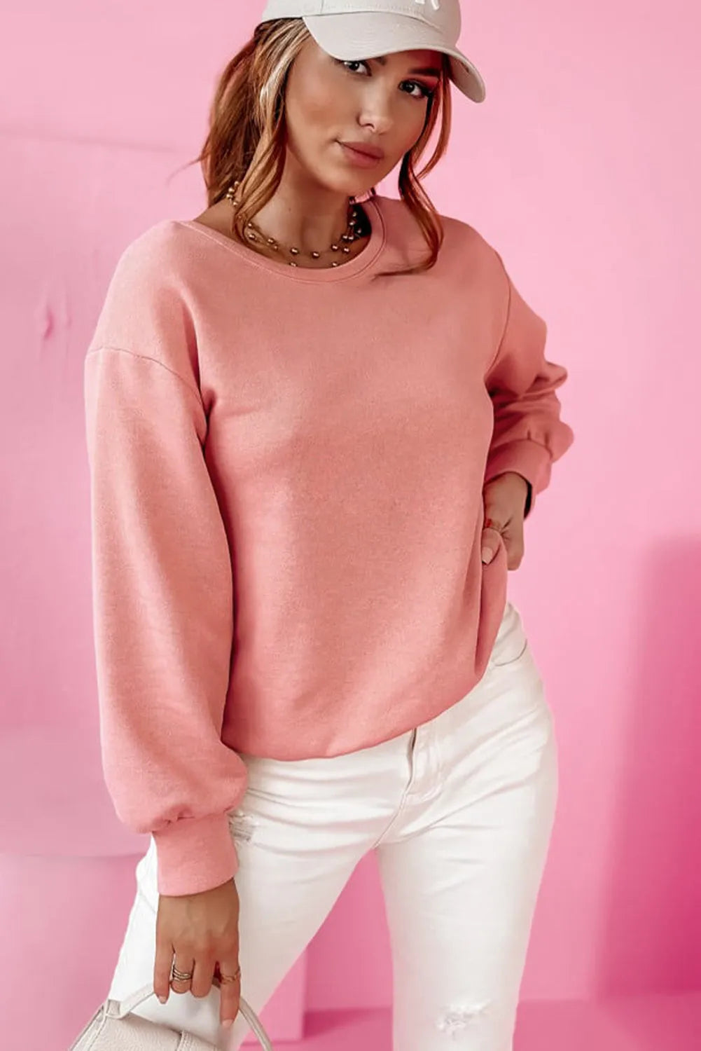 Pale Chestnut Bowknot Dewback Round Neck Sweatshirt - Chic Meadow Boutique 