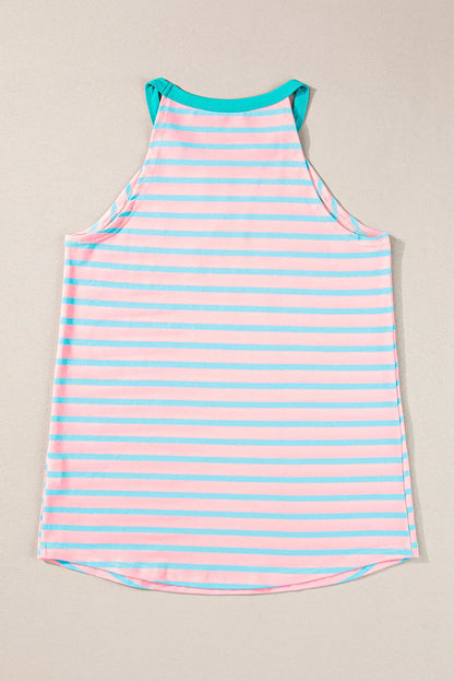 Pink Stripe Round Neck Tank Top - Chic Meadow Boutique 