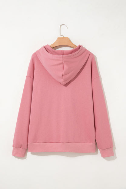Gossamer Pink GOOD VIBES Chenille Letter Graphic Casual Hoodie