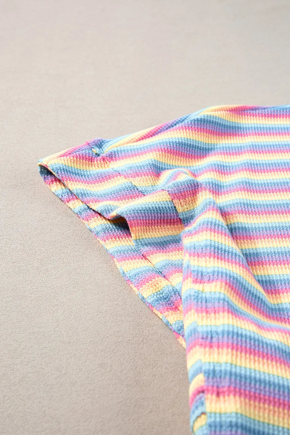 Pink Stripe Rainbow Tee Tasseled String Wide Leg Pants Set - Chic Meadow Boutique 