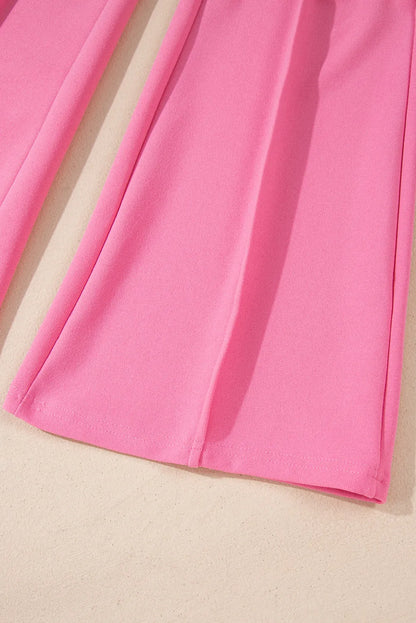 Sachet Pink High Waist Central Seam Flared Pants - Chic Meadow Boutique 