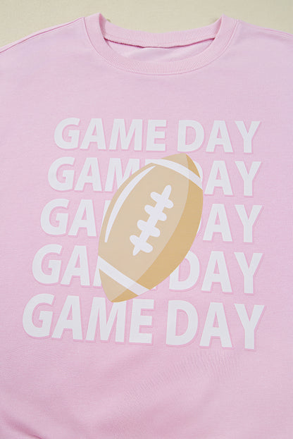 Pink GAME DAY Football Rugby Print Casual Sweatshirt