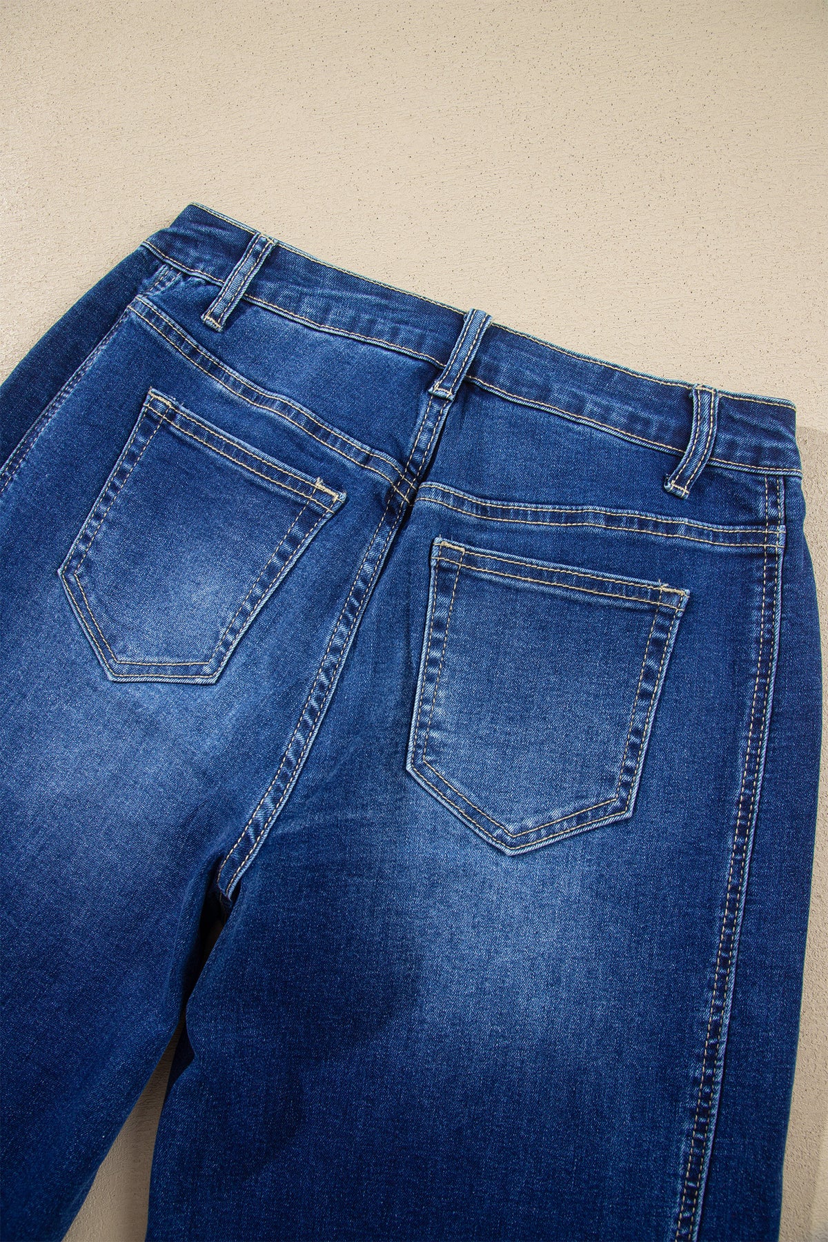 Sail Blue Raw Hem Turnup Loose Ankle-length Jeans