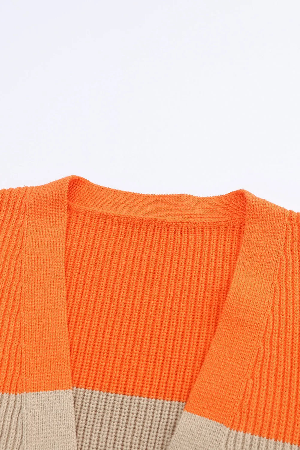 Orange Colorblock Ribbed Knit Cardigan - Chic Meadow Boutique 