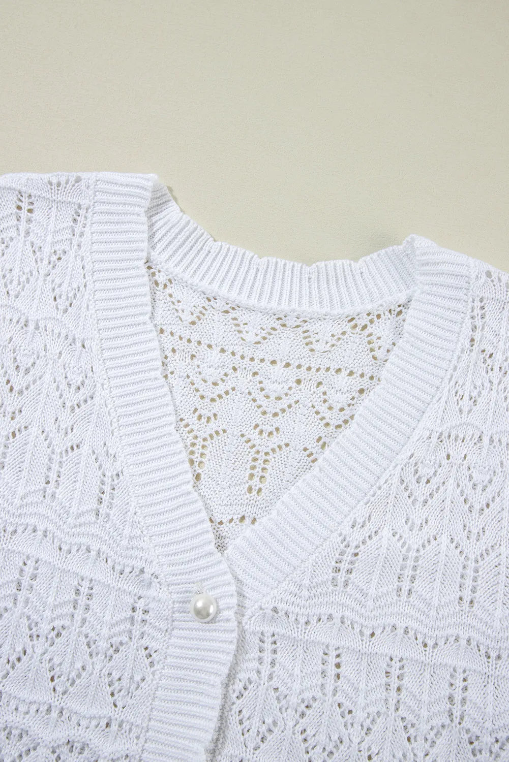 White Frenchy Hollow Out Knitted V Neck Cardigan - Chic Meadow Boutique 