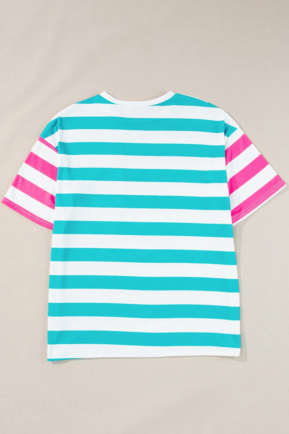 Blue Stripe Contrast Patch Pocket Drop Sleeve T Shirt - Chic Meadow Boutique 