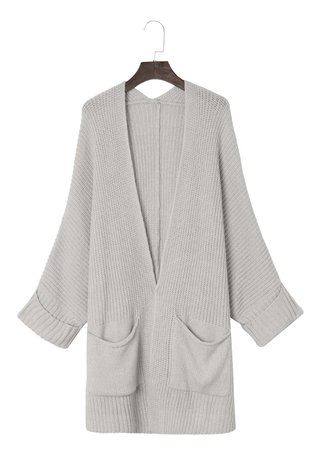 Gray Oversized Fold Over Sleeve Sweater Cardigan - Chic Meadow Boutique 