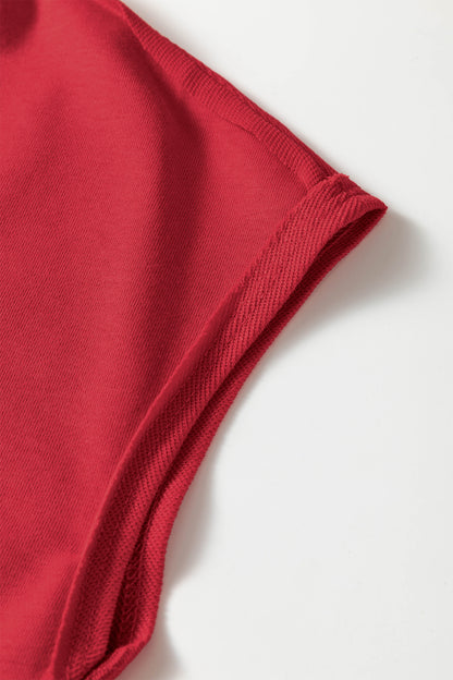 Racing Red Loose Polo Tee Elastic Waist 2pcs Short Set