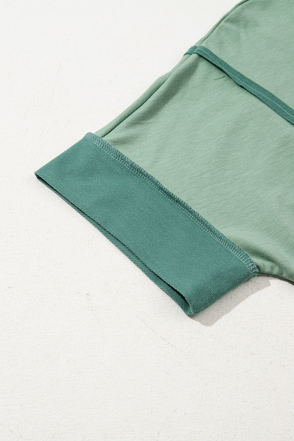Smoke Green Half Sleeve Raw Seam High Low Side Split Top