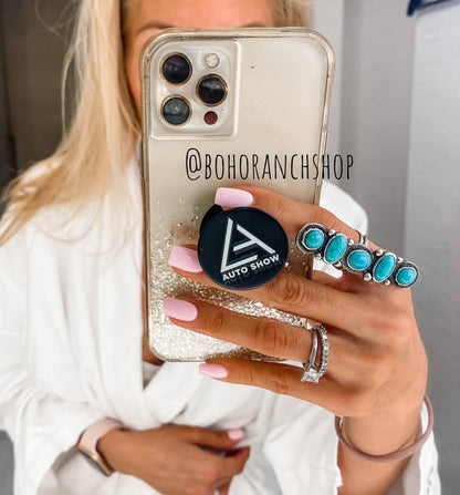 Western Cluster Cuff Turquoise Ring