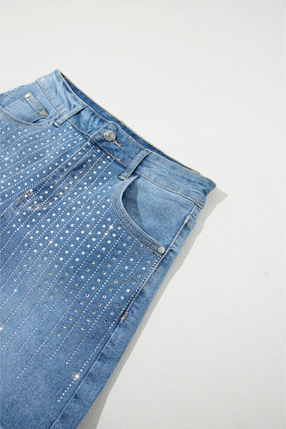 Ashleigh Blue Rhinestone Embellished Denim Shorts - Chic Meadow Boutique 