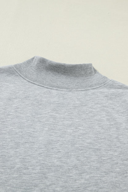 Light Grey Solid Color High Neck Cap Sleeve Loose Top