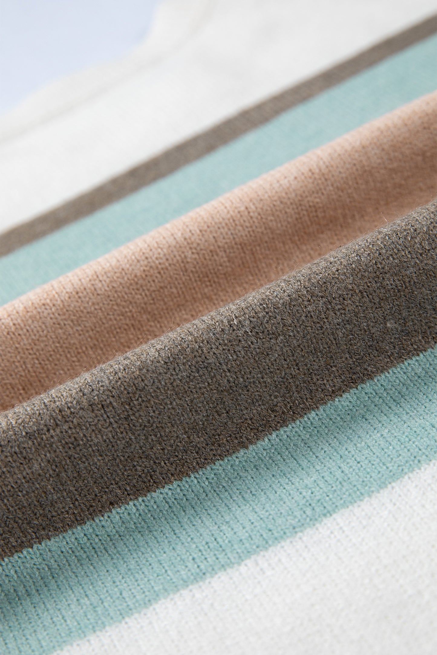 White Striped Color Block Knit Drop Shoulder Sweater