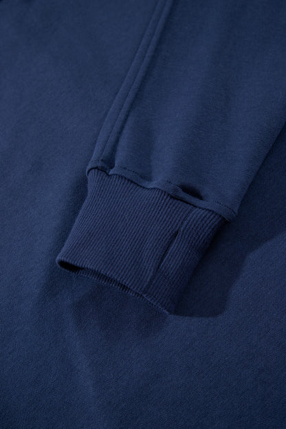 Navy Blue Long Sleeve Zip-Up Top Elastic Waist Skort Set