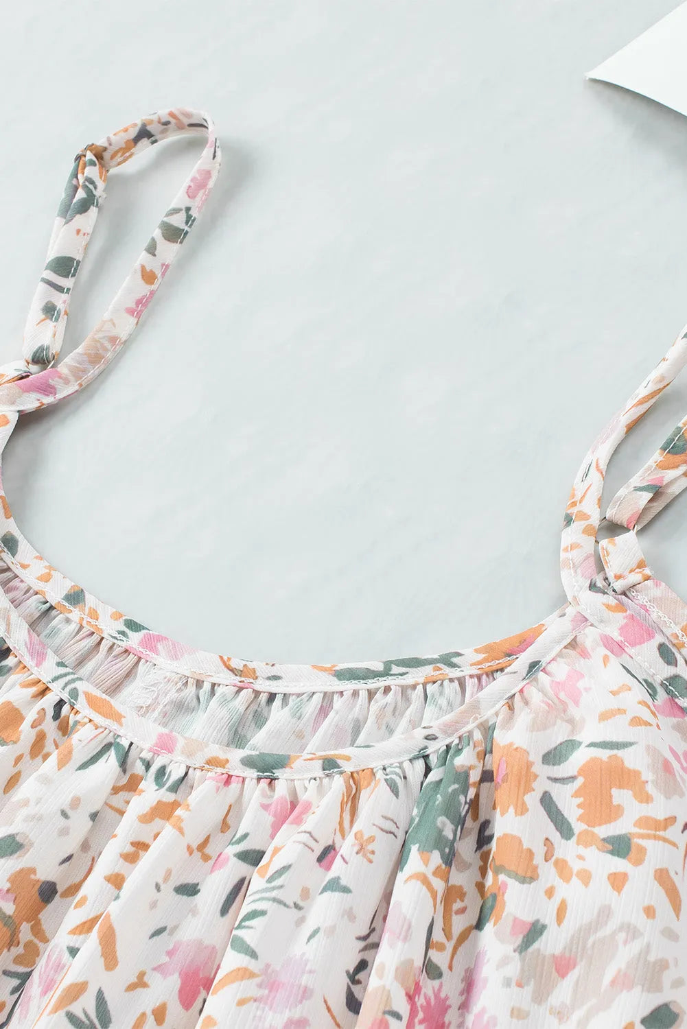 White Boho Floral Print Spaghetti Straps Tank Top - Chic Meadow Boutique 